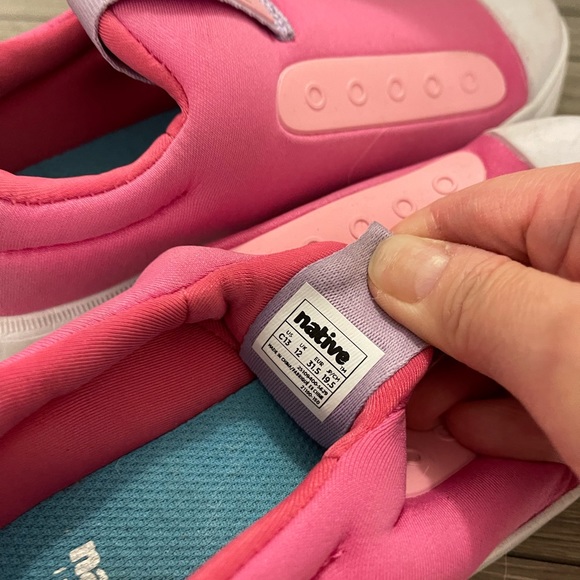 👟 EEUC NATIVE Runners Toddler Girls C13: Pink/White “JEFFERSON HERO” slip on - Picture 4 of 6